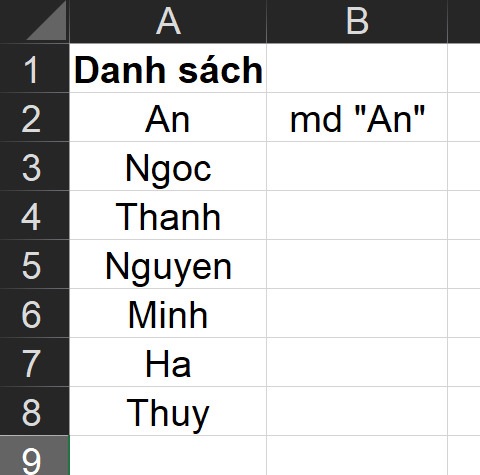 Cách tạo folder hàng loạt với excel