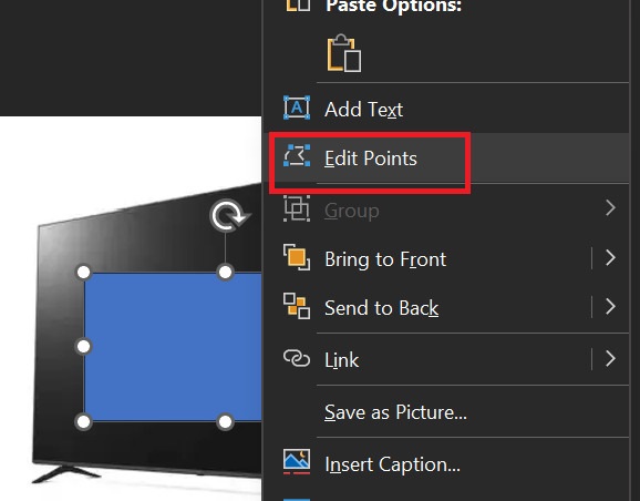 Nhấn chuột phải tại hình chữ nhật vừa tạo > Chọn “Edit Points”