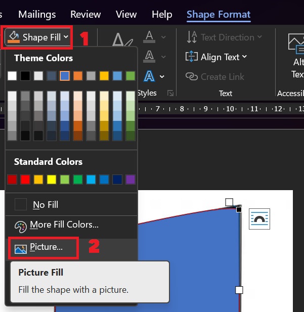 Nhấn chọn “Shape Fill” > Picture