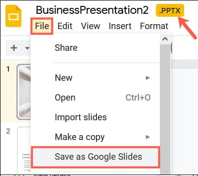 Chuyển đổi PowerPoint bằng cách tải lên Google Drive
